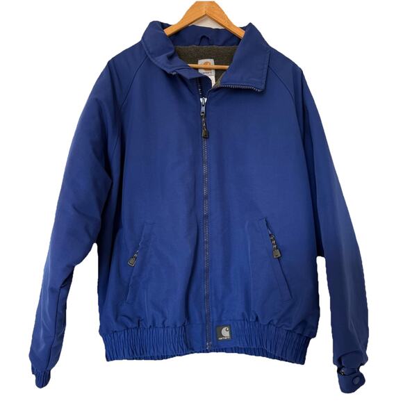 Carhartt Vtg Bomber Jacket J72 COB Colbalt Blue Retro Fleece Lined Large - Picture 1 of 11